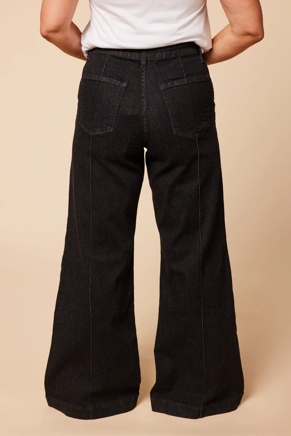 Adrift Denim Wide Leg Jeans in Black