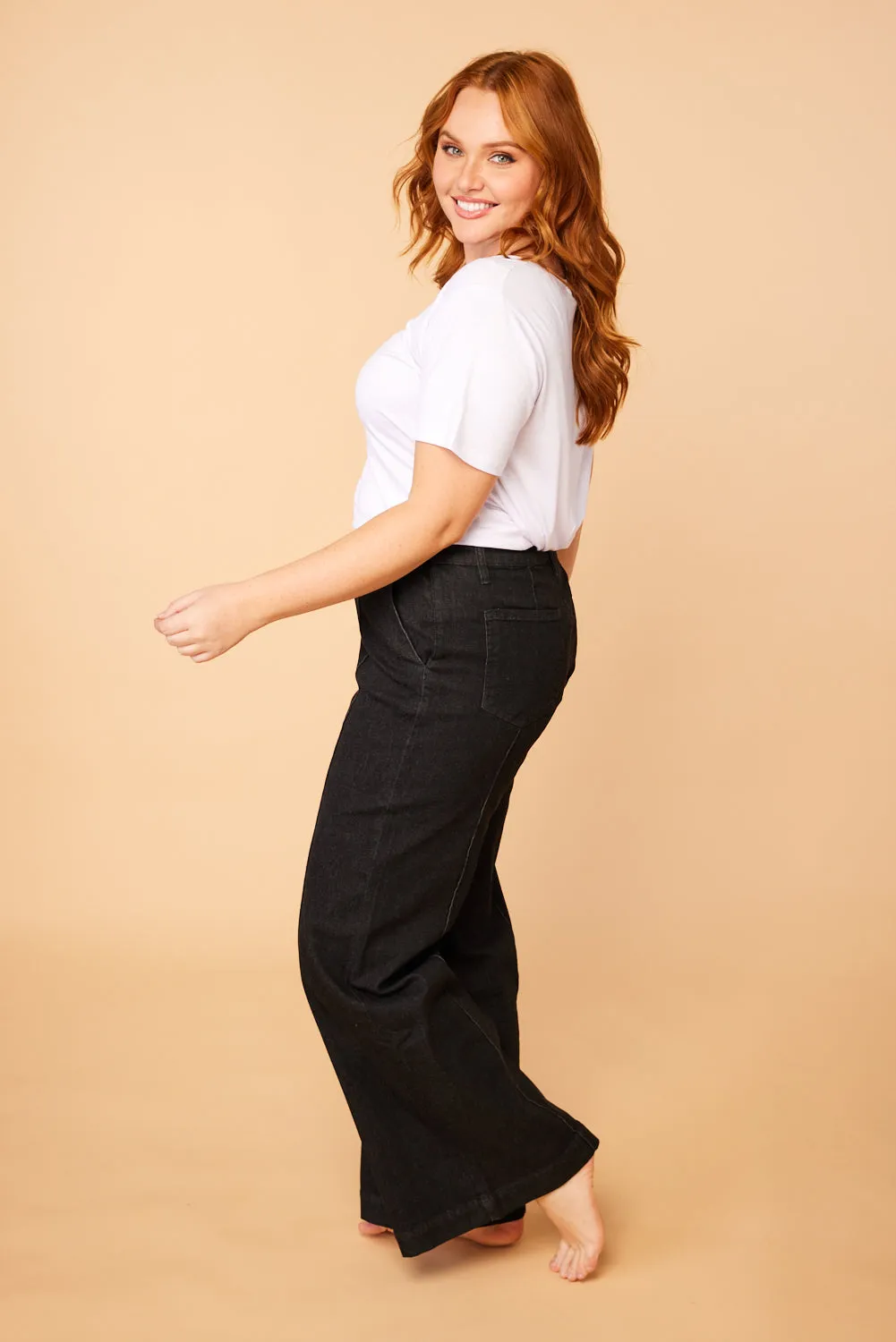 Adrift Denim Wide Leg Jeans in Black