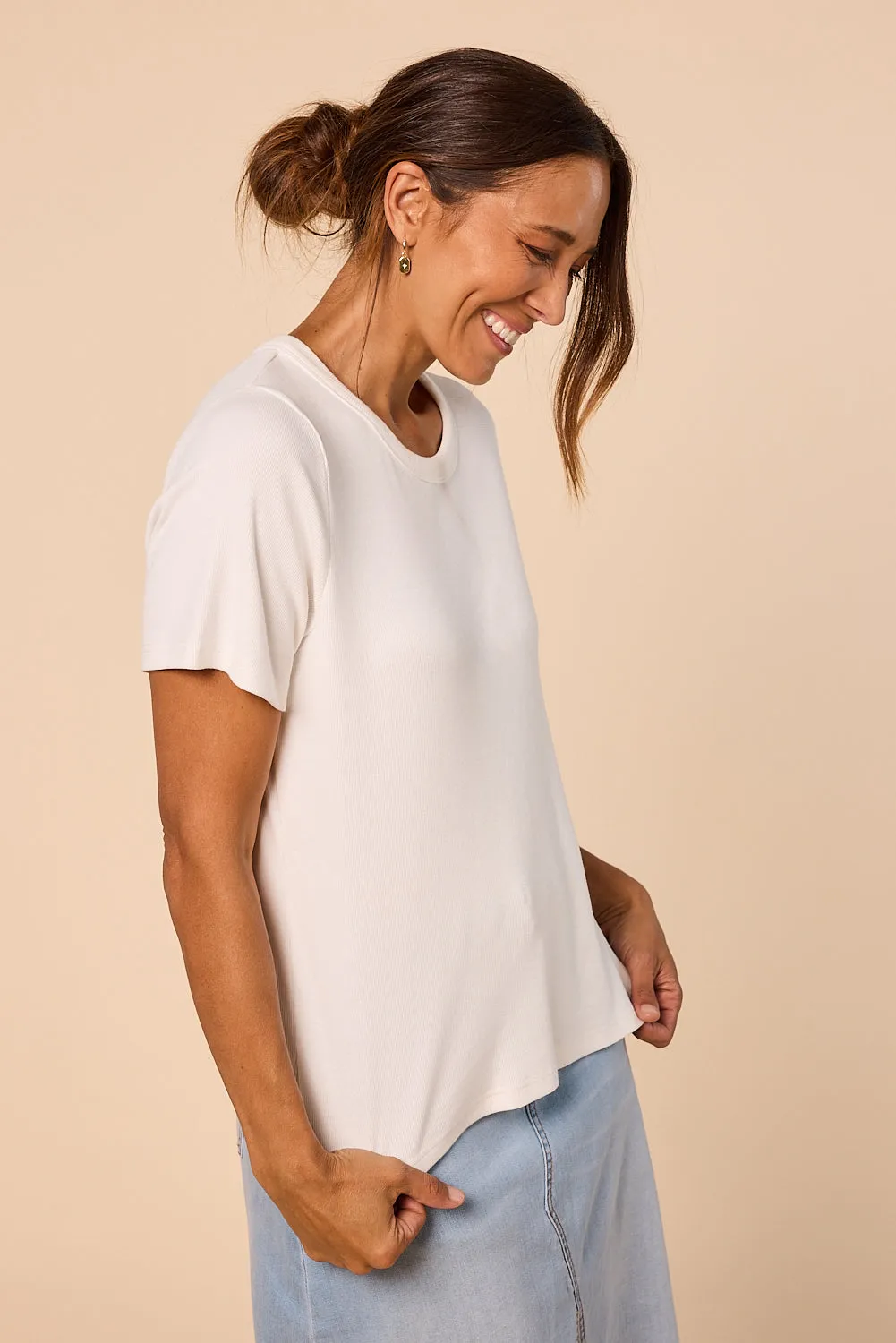 Adrift Ribbed Tee in White