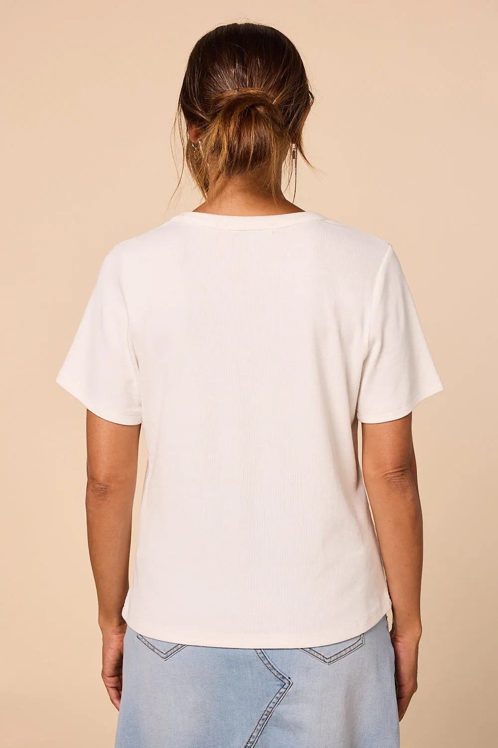 Adrift Ribbed Tee in White