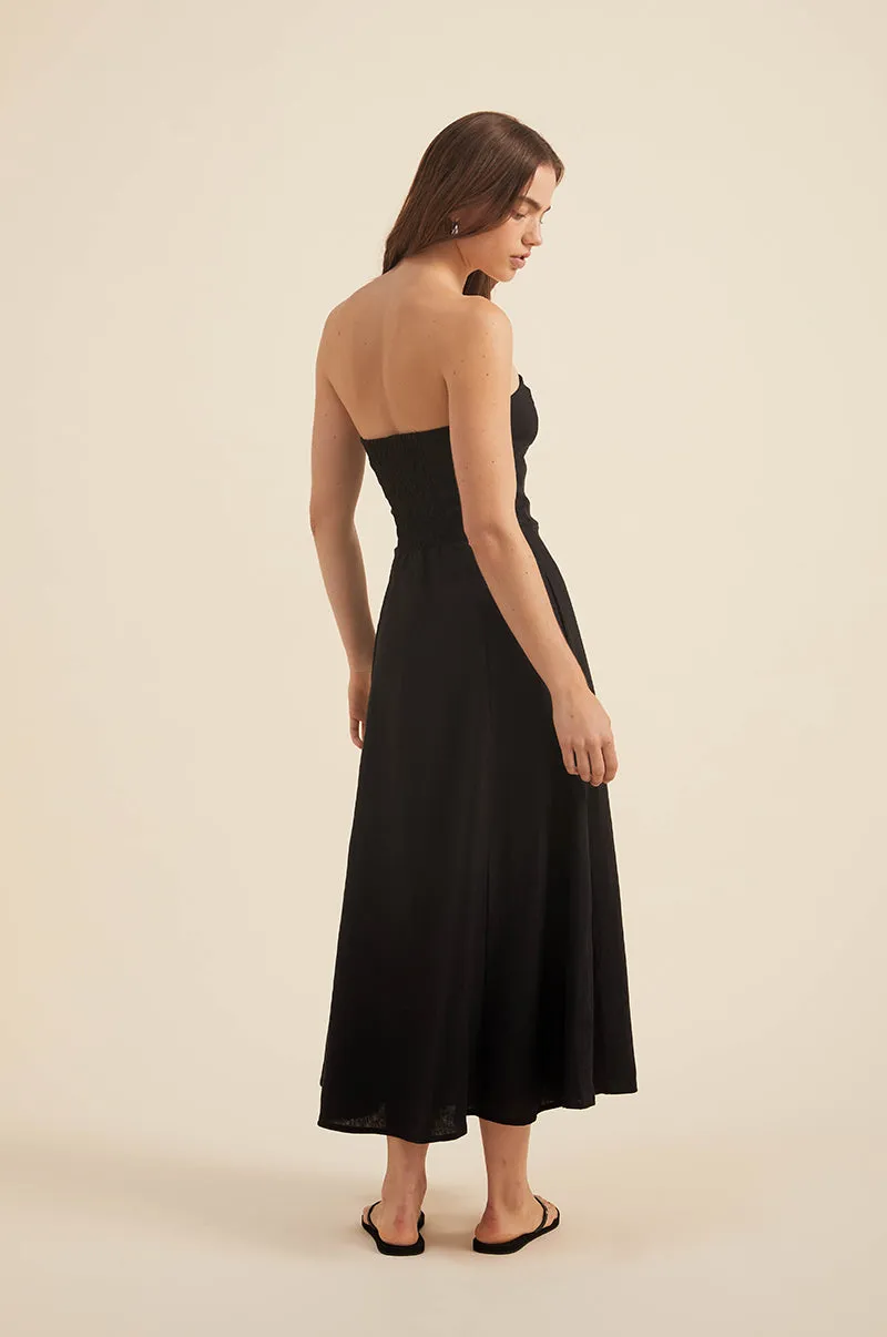 AMARA Midi Dress - black linen