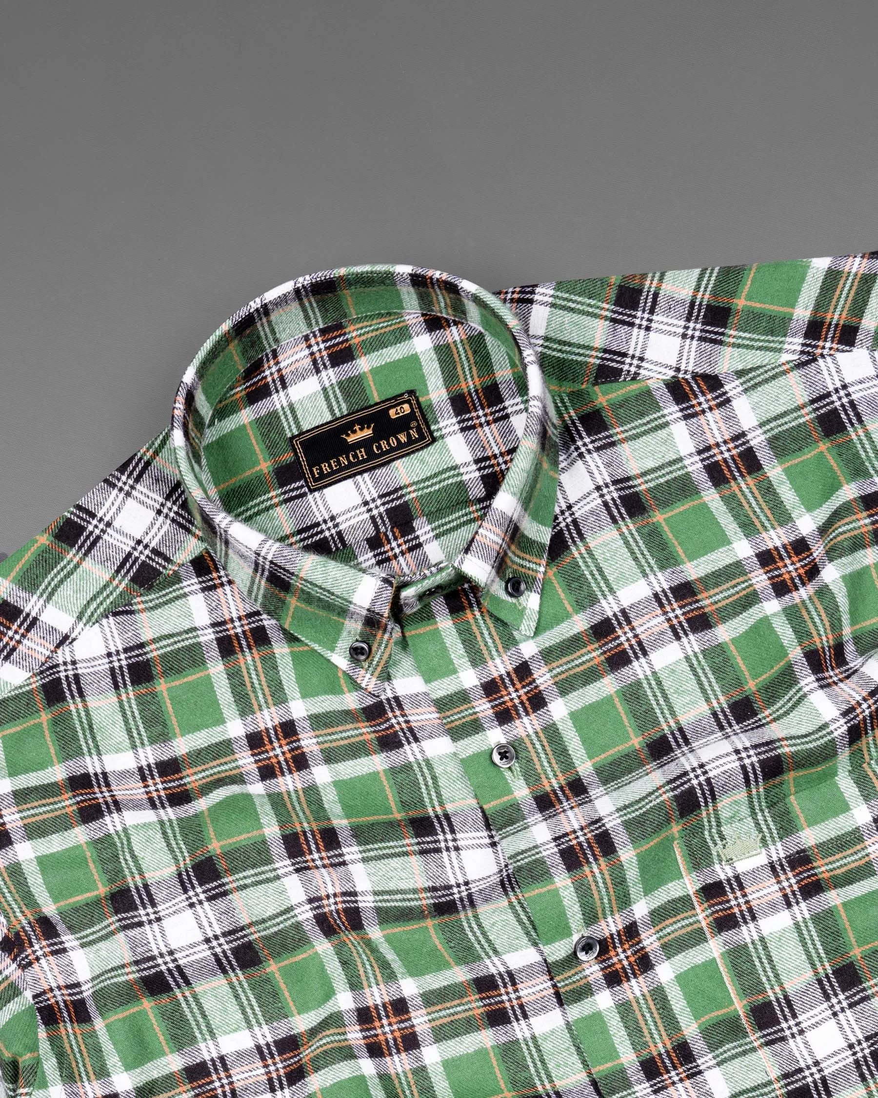 Amulet Green and off white Plaid Flannel Shirt