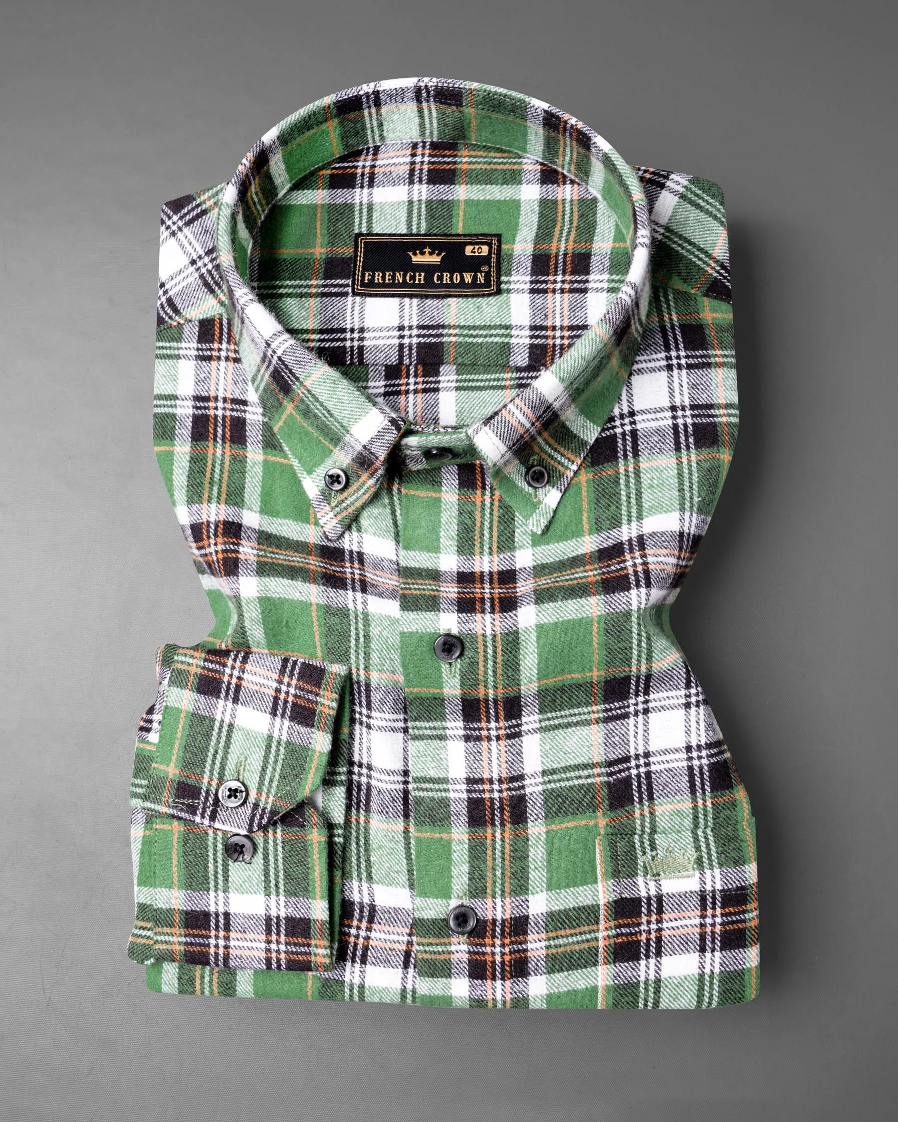 Amulet Green and off white Plaid Flannel Shirt