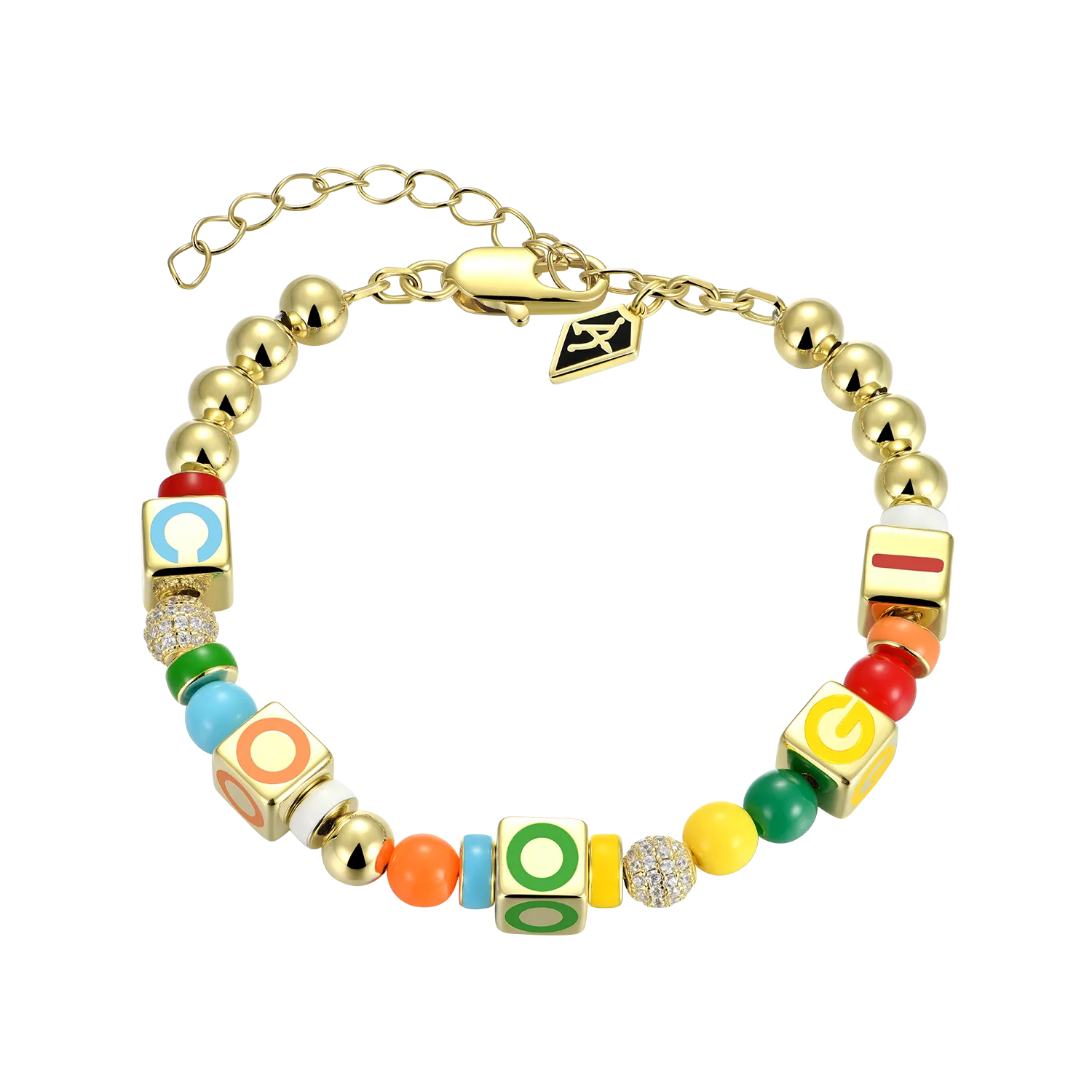 APORRO x COOGI Colorful Dice and Beads Enamel Bracelet - Trendy Statement Accessory