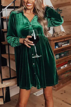 Apple Cider Sips Button Down Velvet Mini Dress