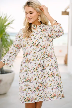 Believe What I Say Ivory Ditsy Floral Shirt Dress