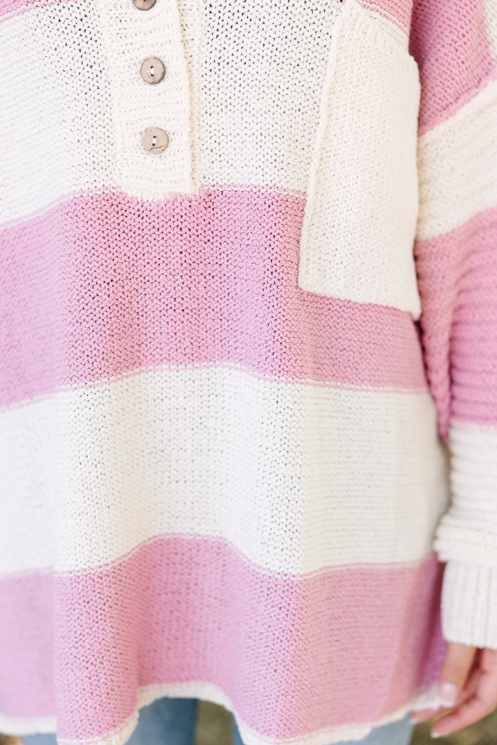 Best Day Ever Mauve Pink Striped Sweater