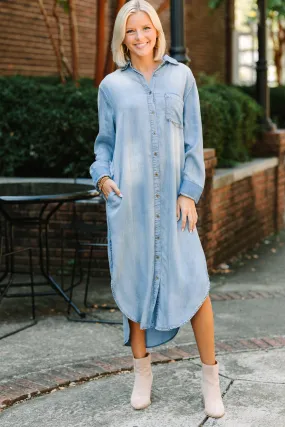 Best Of Both Medium Wash Denim Midi Dress