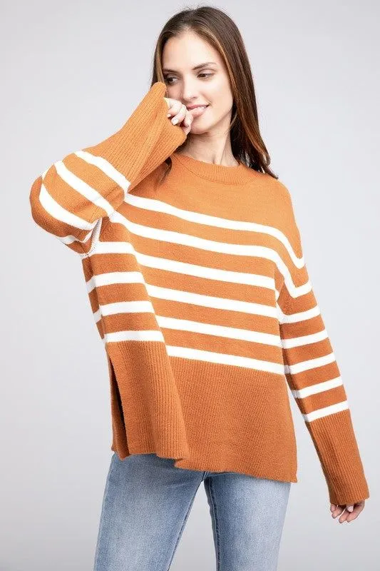 BiBi Ribbed Hem Stripe Sweater