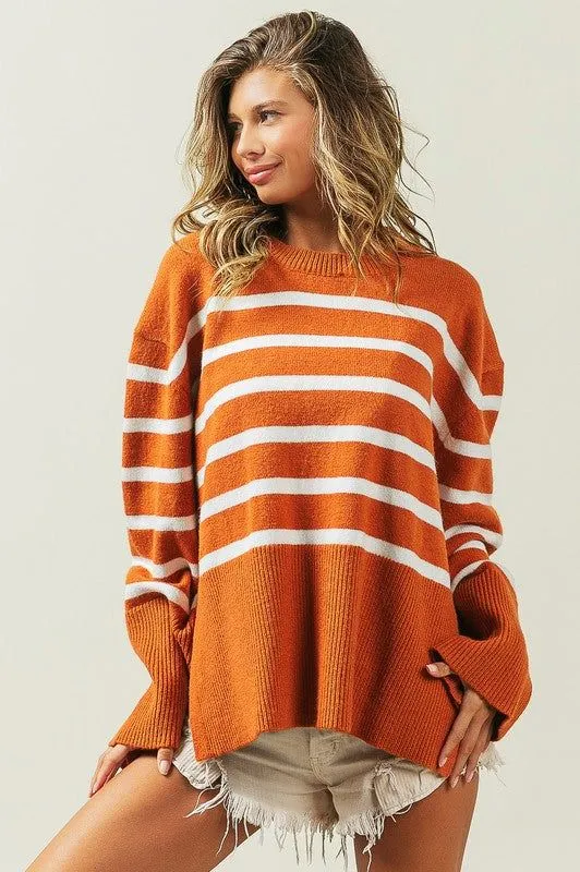 BiBi Ribbed Hem Stripe Sweater