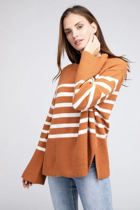 BiBi Ribbed Hem Stripe Sweater