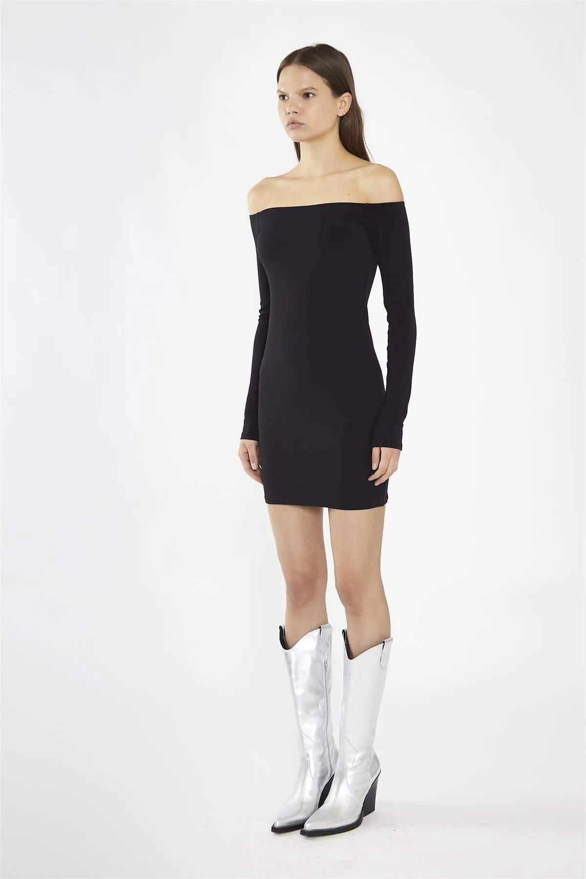 Black Bardot Mini-Dress