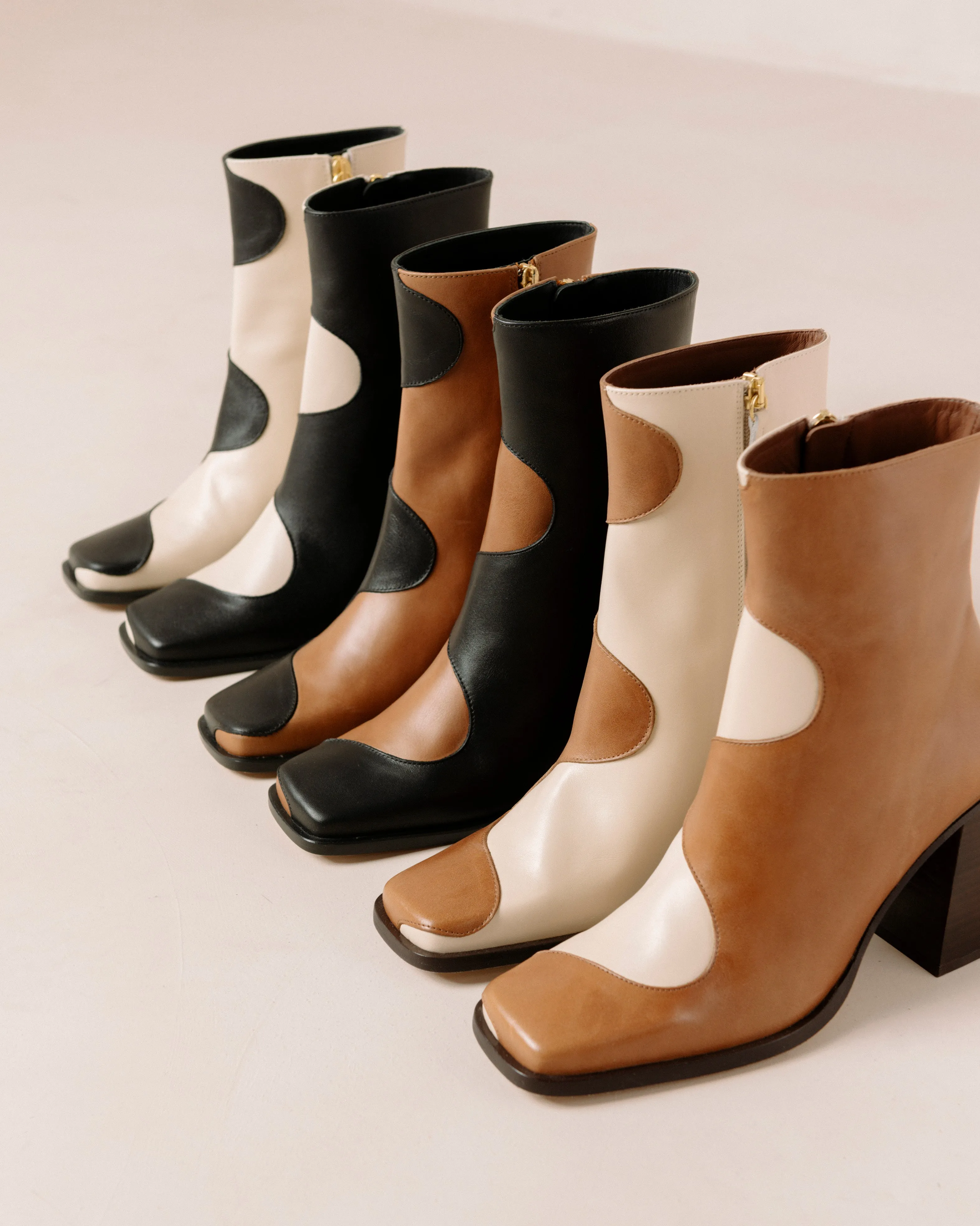 Blair Bicolor Camel Cream Ankle Boots