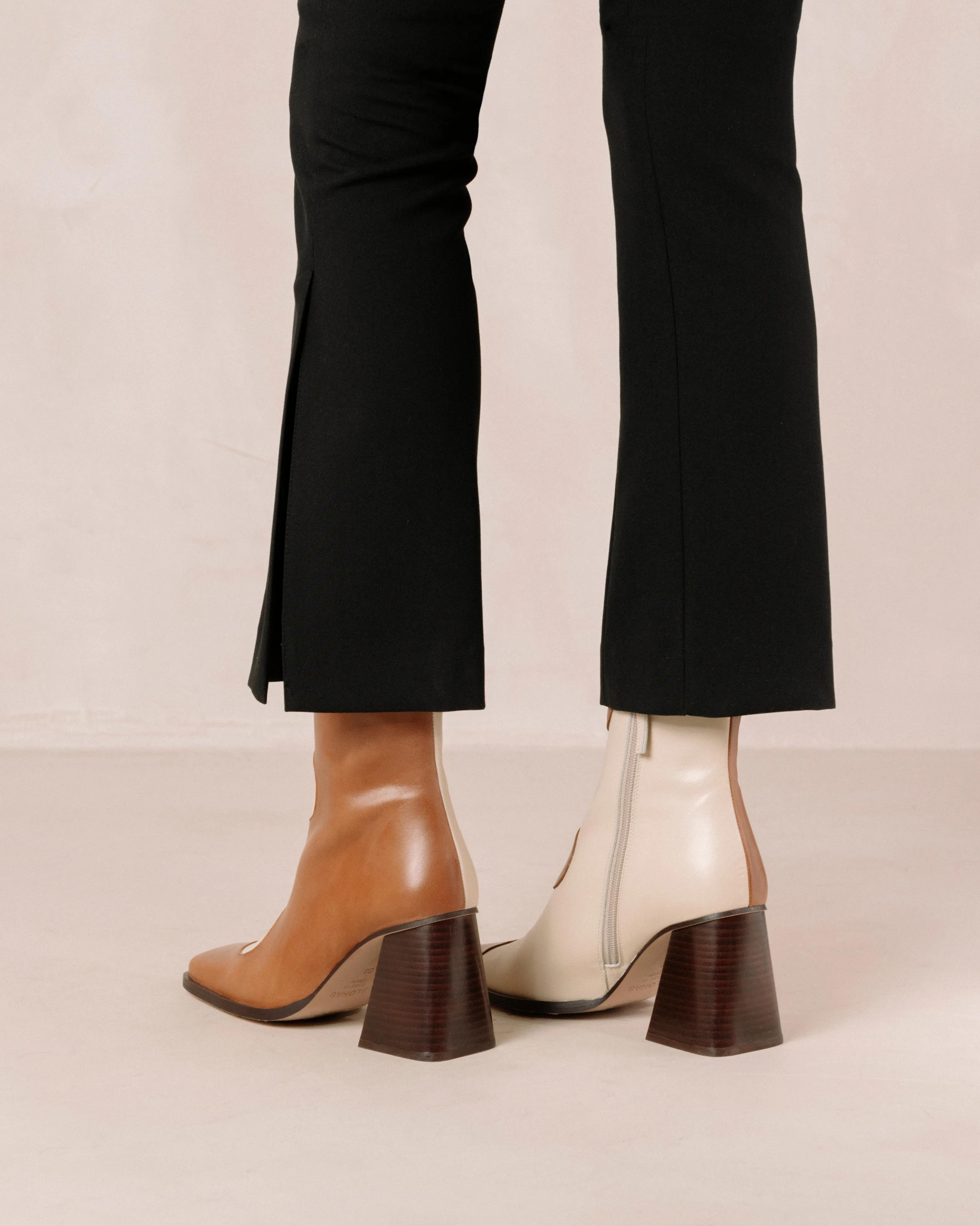 Blair Bicolor Camel Cream Ankle Boots