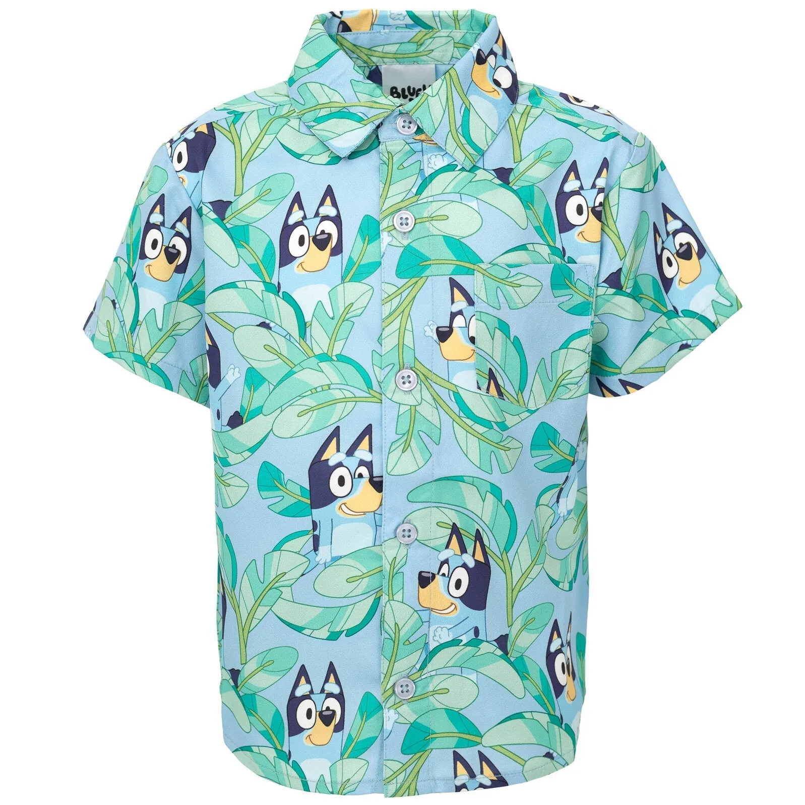 Bluey Hawaiian Button Down Dress Shirt