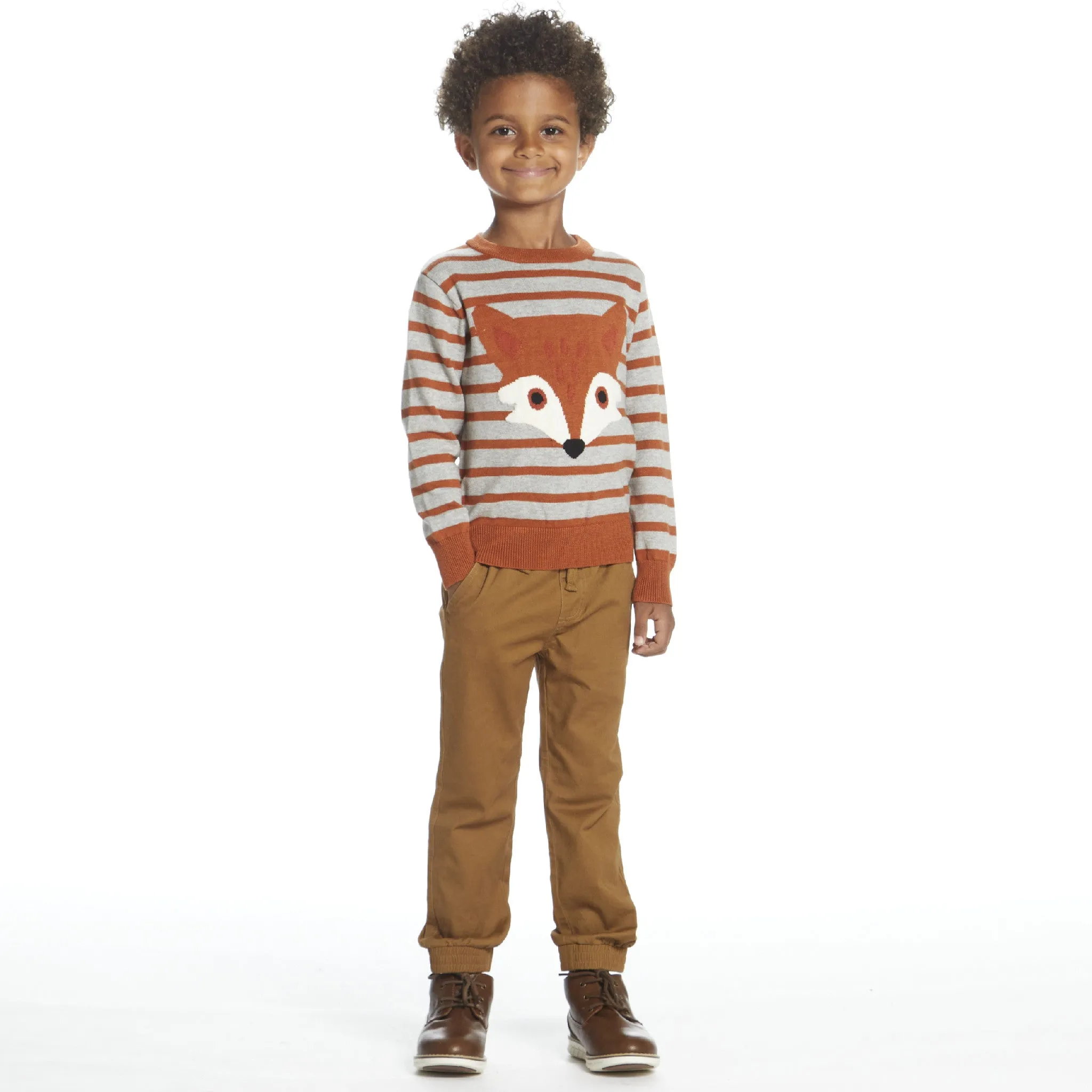 Boys Striped Fox Sweater