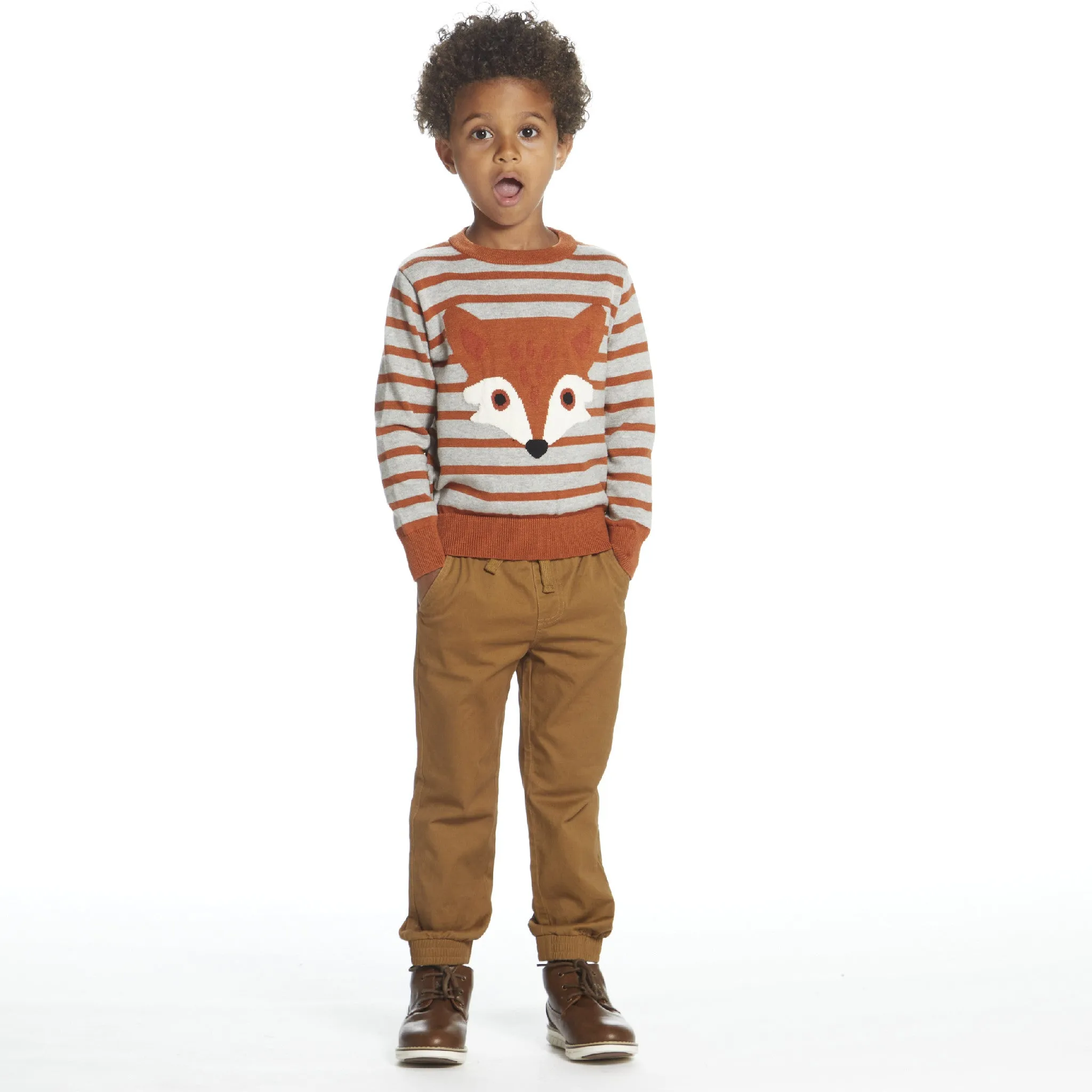 Boys Striped Fox Sweater