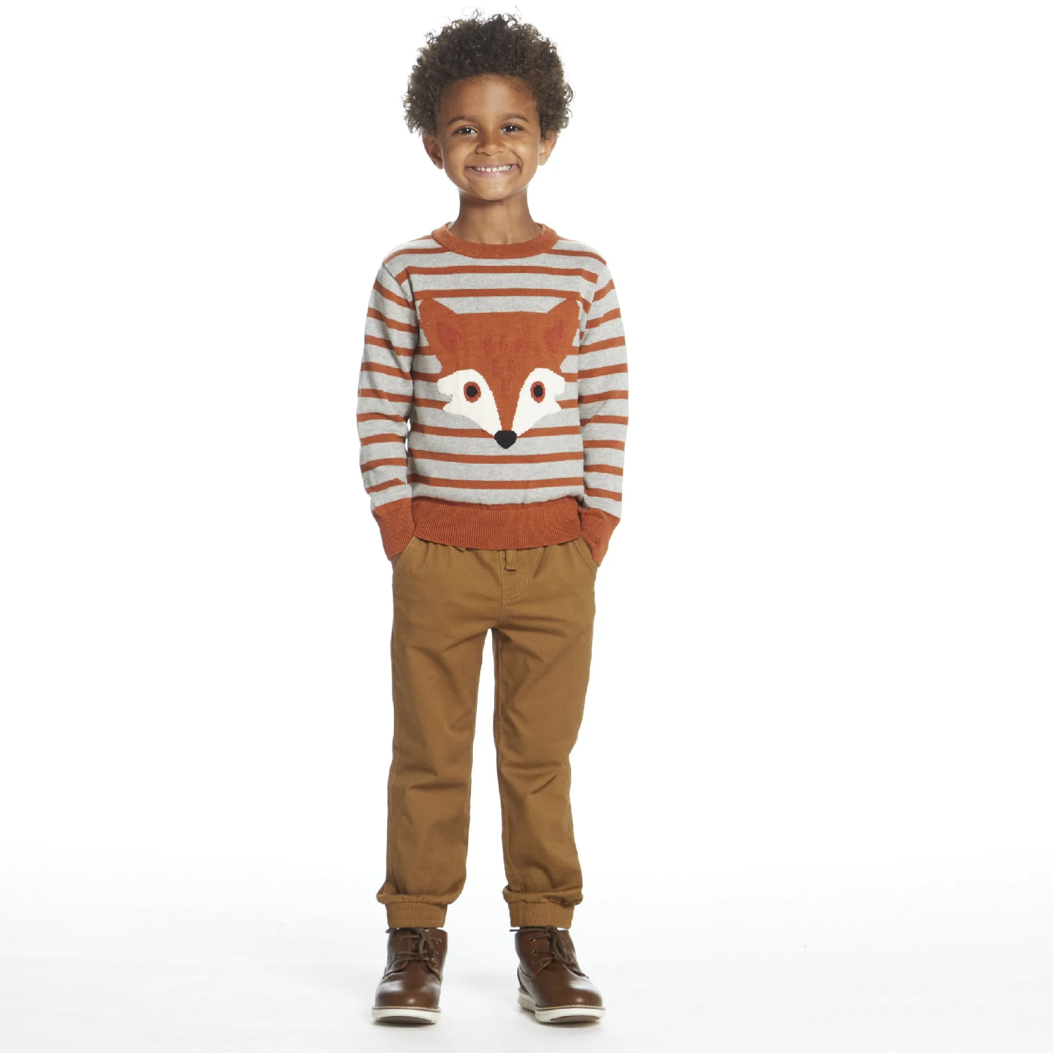 Boys Striped Fox Sweater