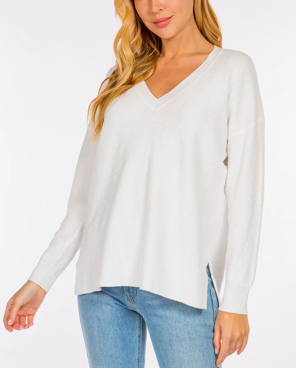 Brielle Waffle Knit Pullover