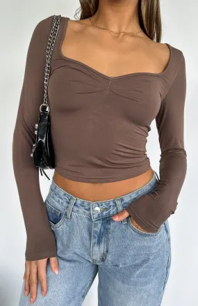 Bring It Down Long Sleeve Top Mocha