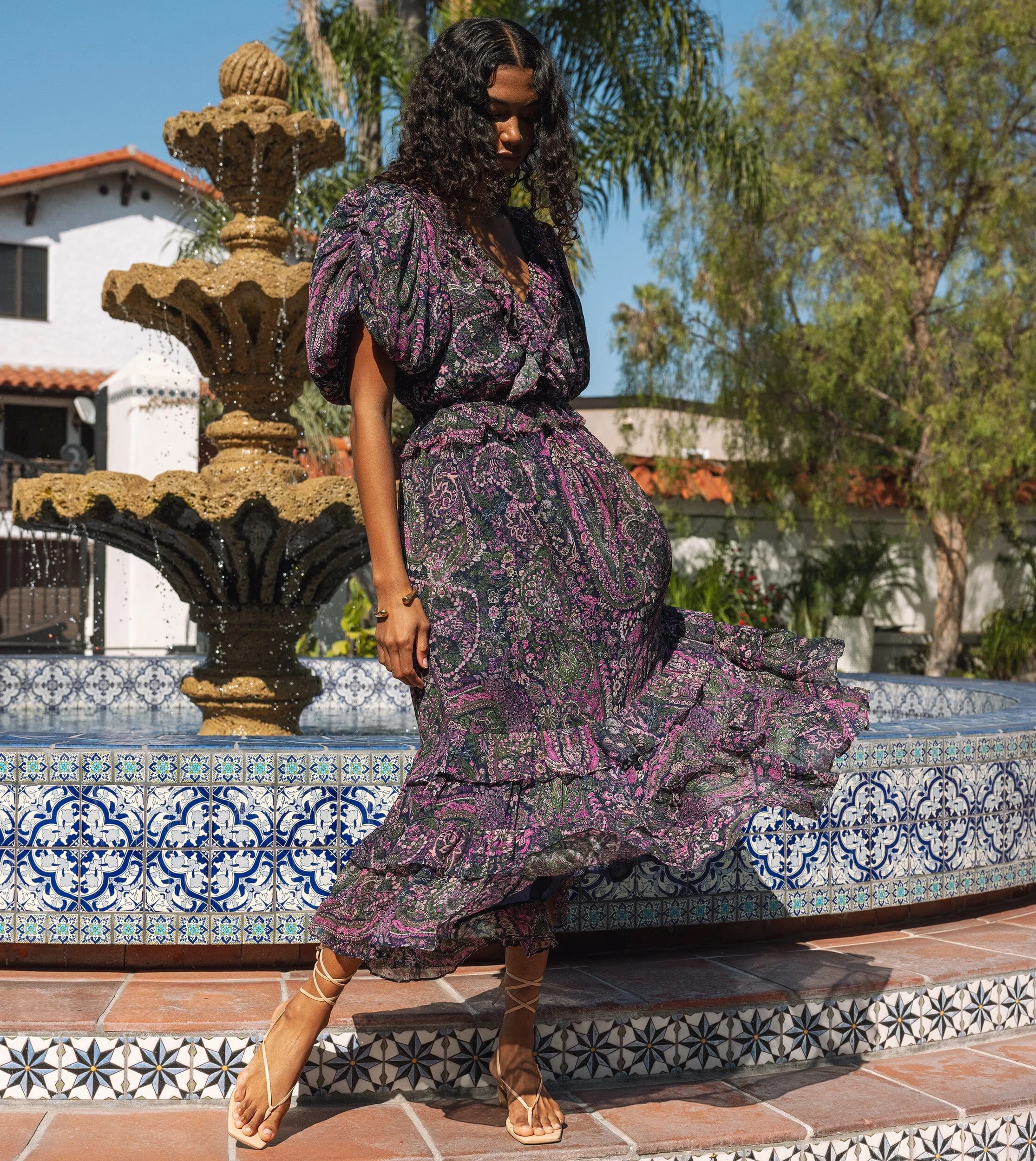 Callista Midi Dress | Caymen Paisley Purple