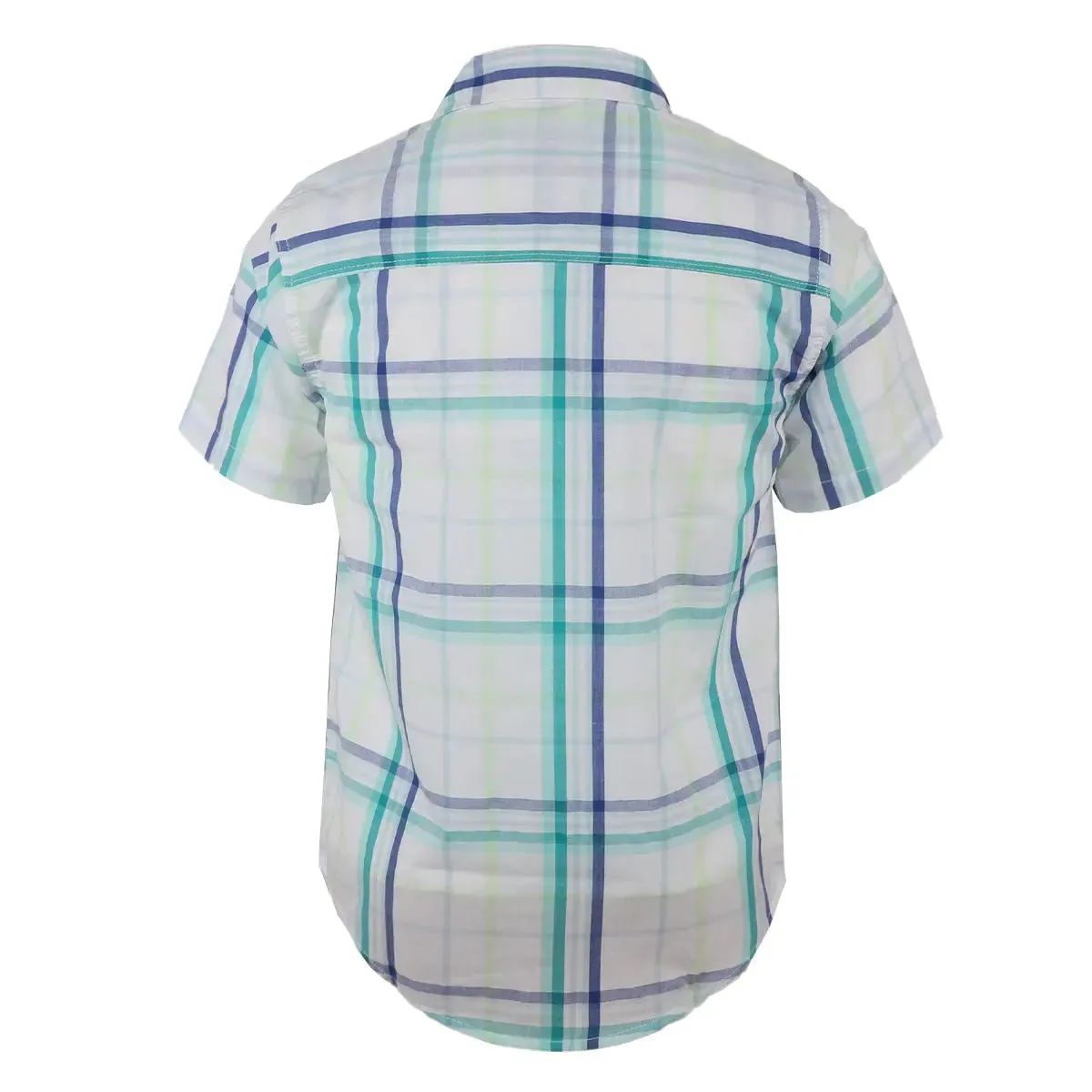 Calvin Klein Little Boys' Short Sleeve Button up Woven Shirt City Plaid White