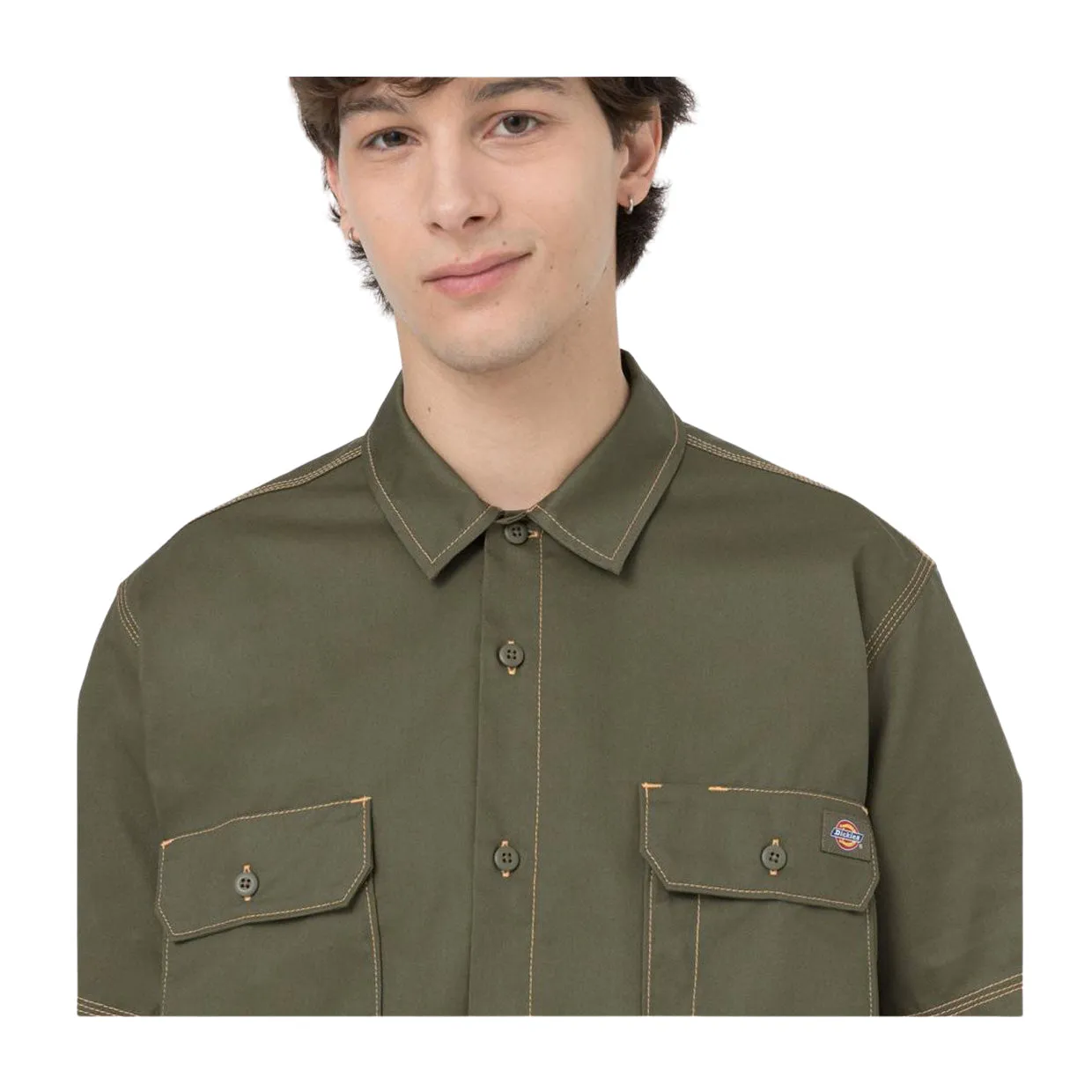 Camicia Uomo Dickies Maniche Corte Madras Verde