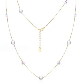 Cascade Long Pearl Necklace in 18K Gold Over Sterling Silver