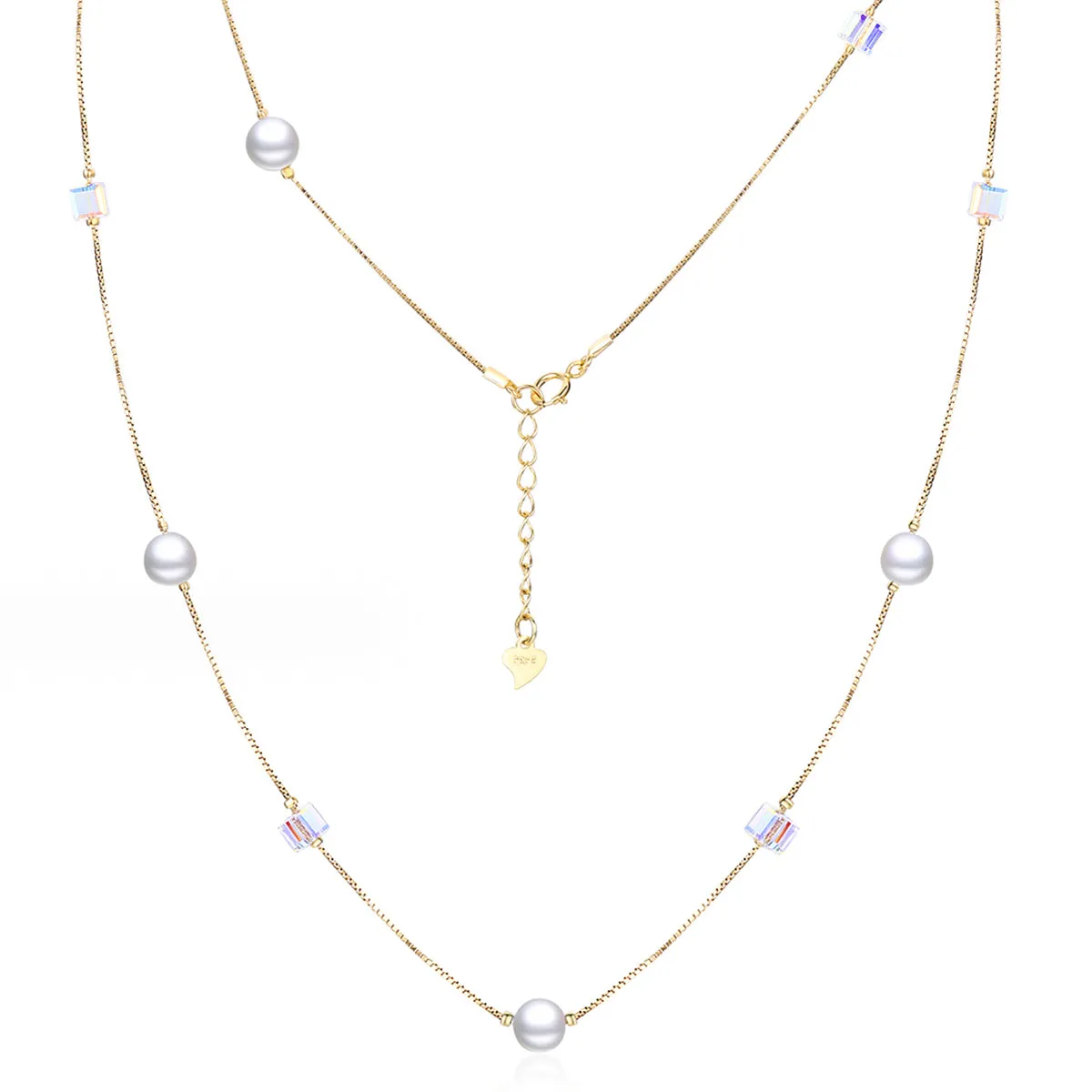 Cascade Long Pearl Necklace in 18K Gold Over Sterling Silver