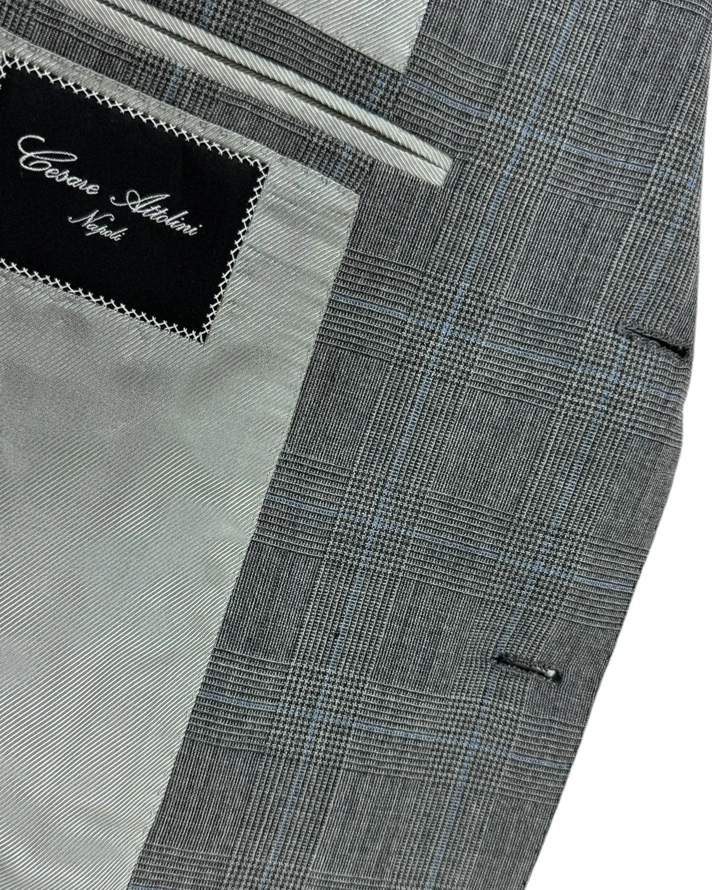 Cesare Attolini Suit Gray Blue Plaid EU 50/ US 40