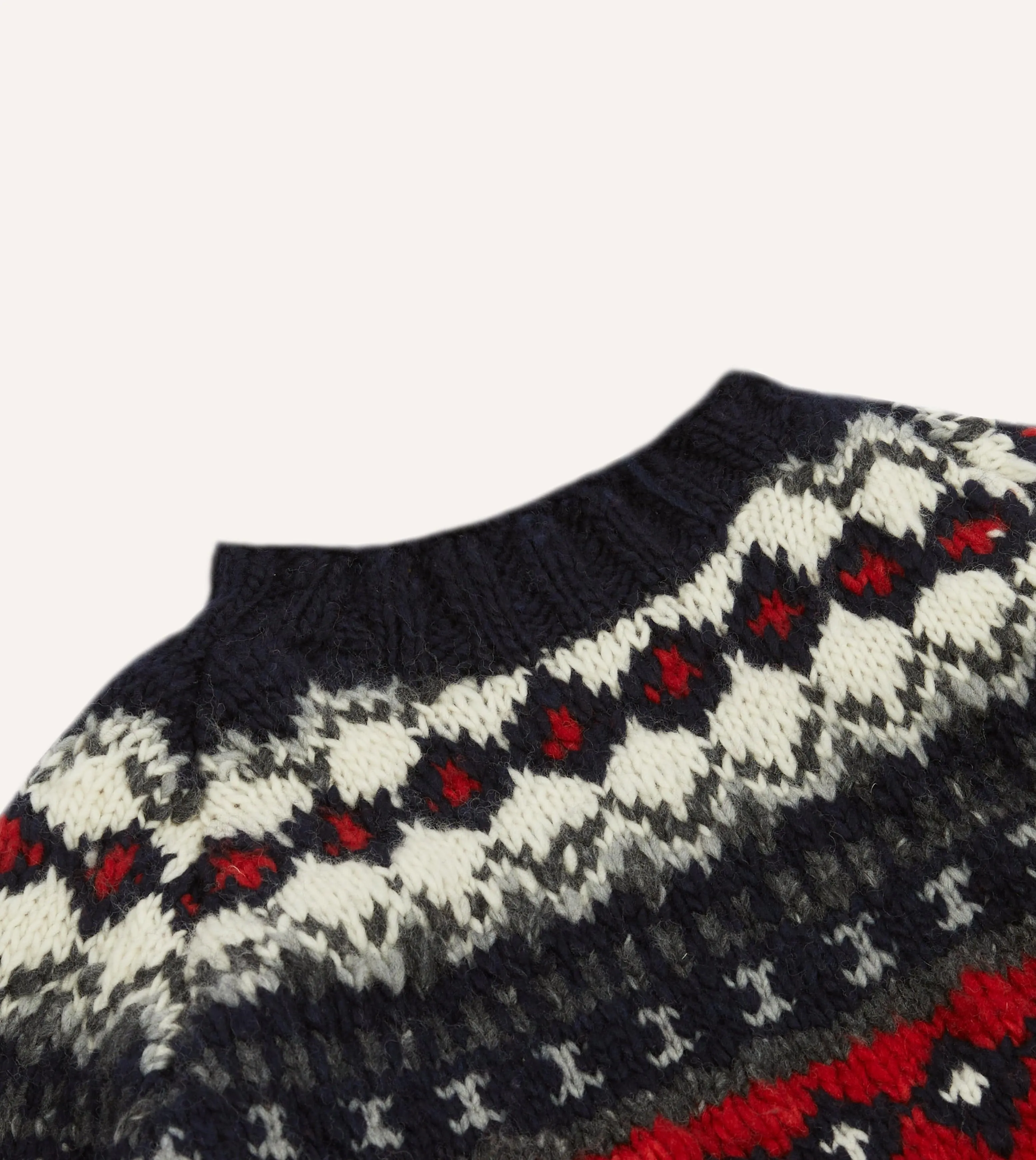 Chamula for Drake's Navy and Red Fairisle Merino Jumper