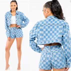 Checker Me Denim Jacket