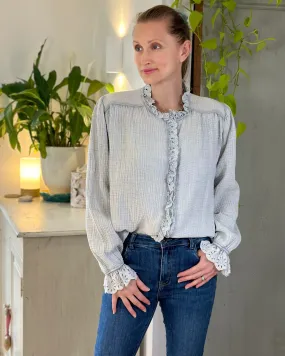 Cheesecloth Frill Shirt - Silver Grey