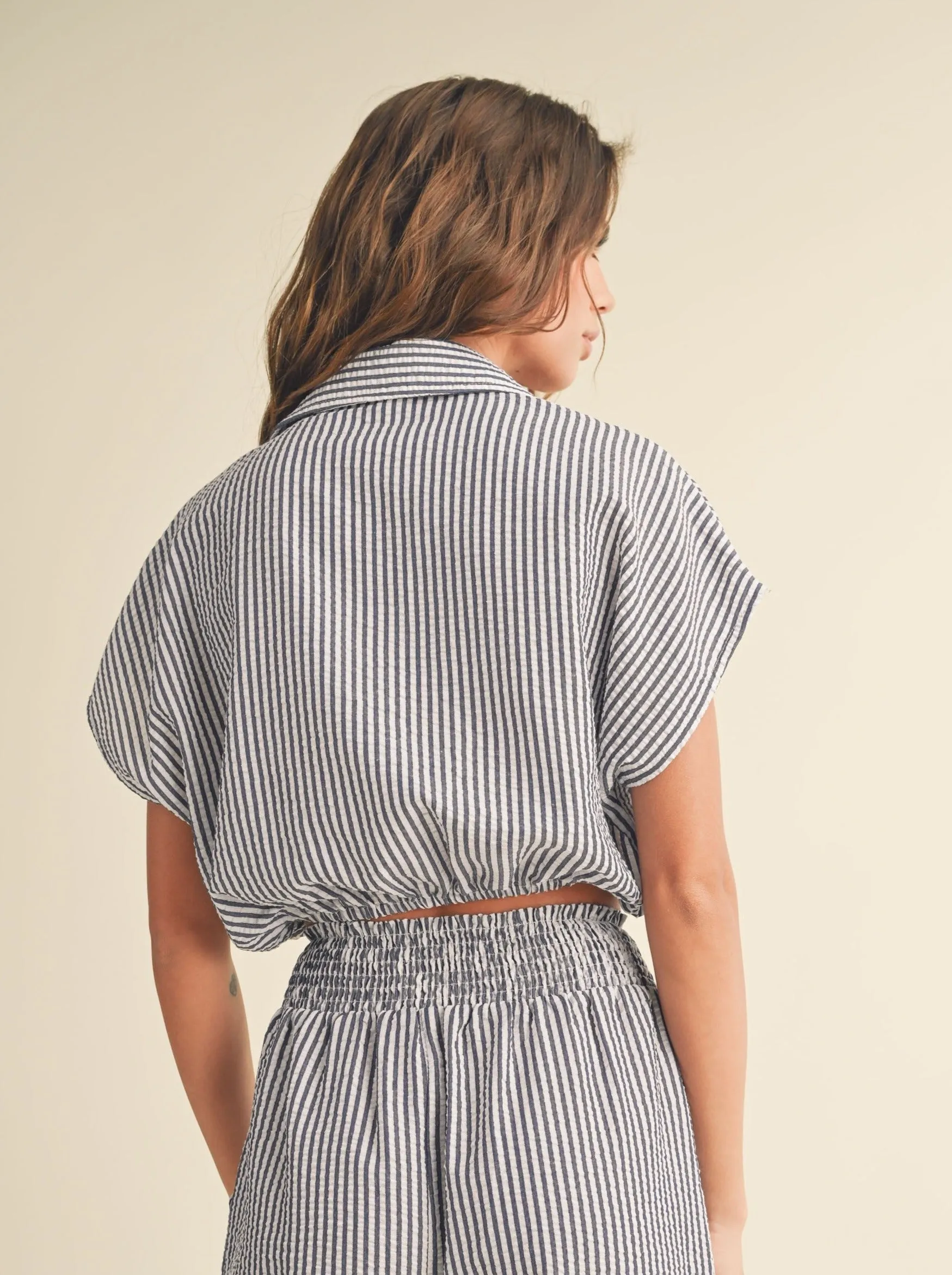 Chrissy Striped Drawstring Shirt