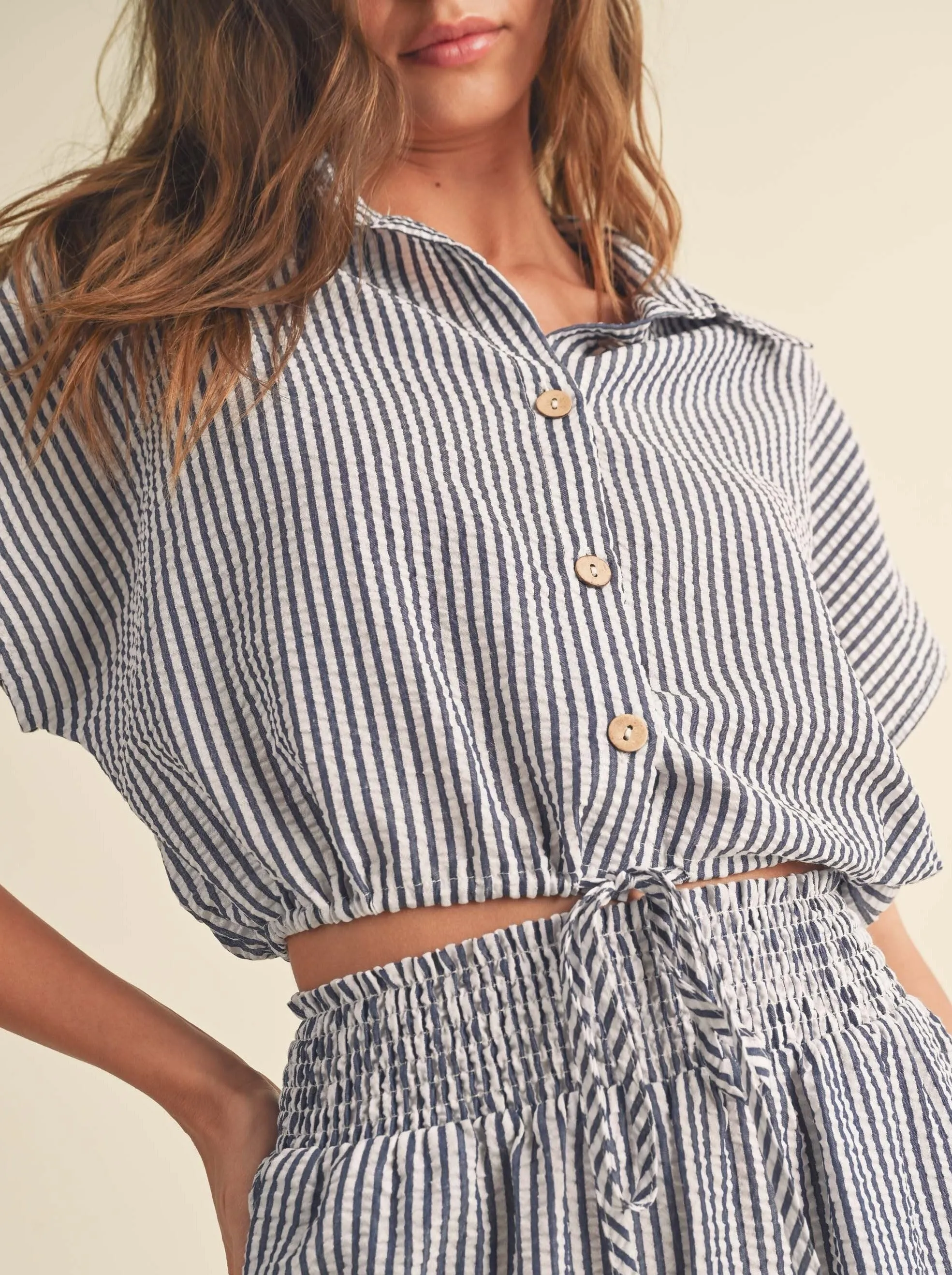 Chrissy Striped Drawstring Shirt