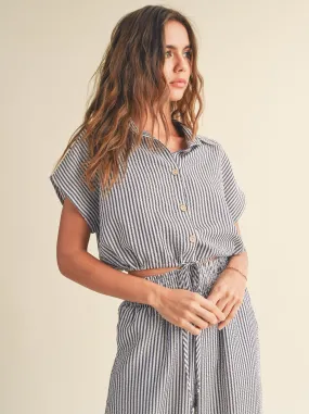 Chrissy Striped Drawstring Shirt