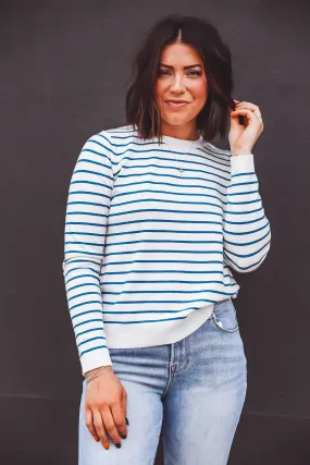 Christina Striped Sweater-White/Blue