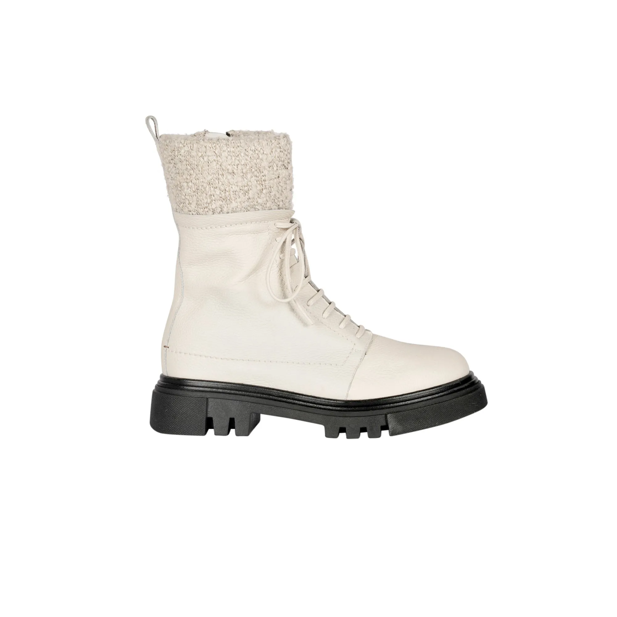 Combat Boot Cervo/Lana Ricciolina Chalk White