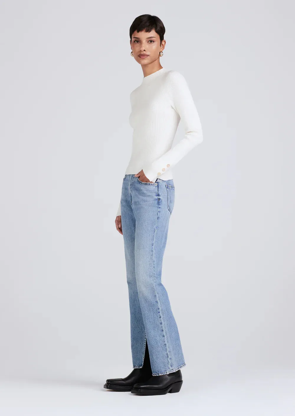 Derek Lam 10 Crosby Kassandra Ribbed Mock Neck Sweater