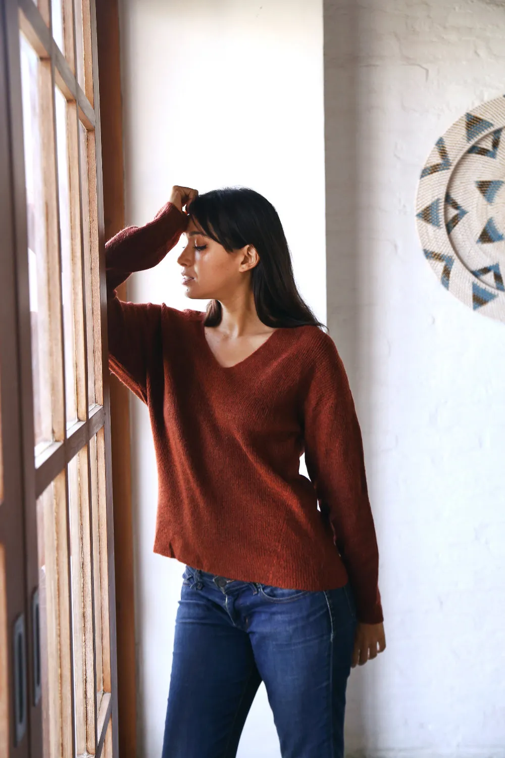 Echo Verde Foxy V Neck Sweater