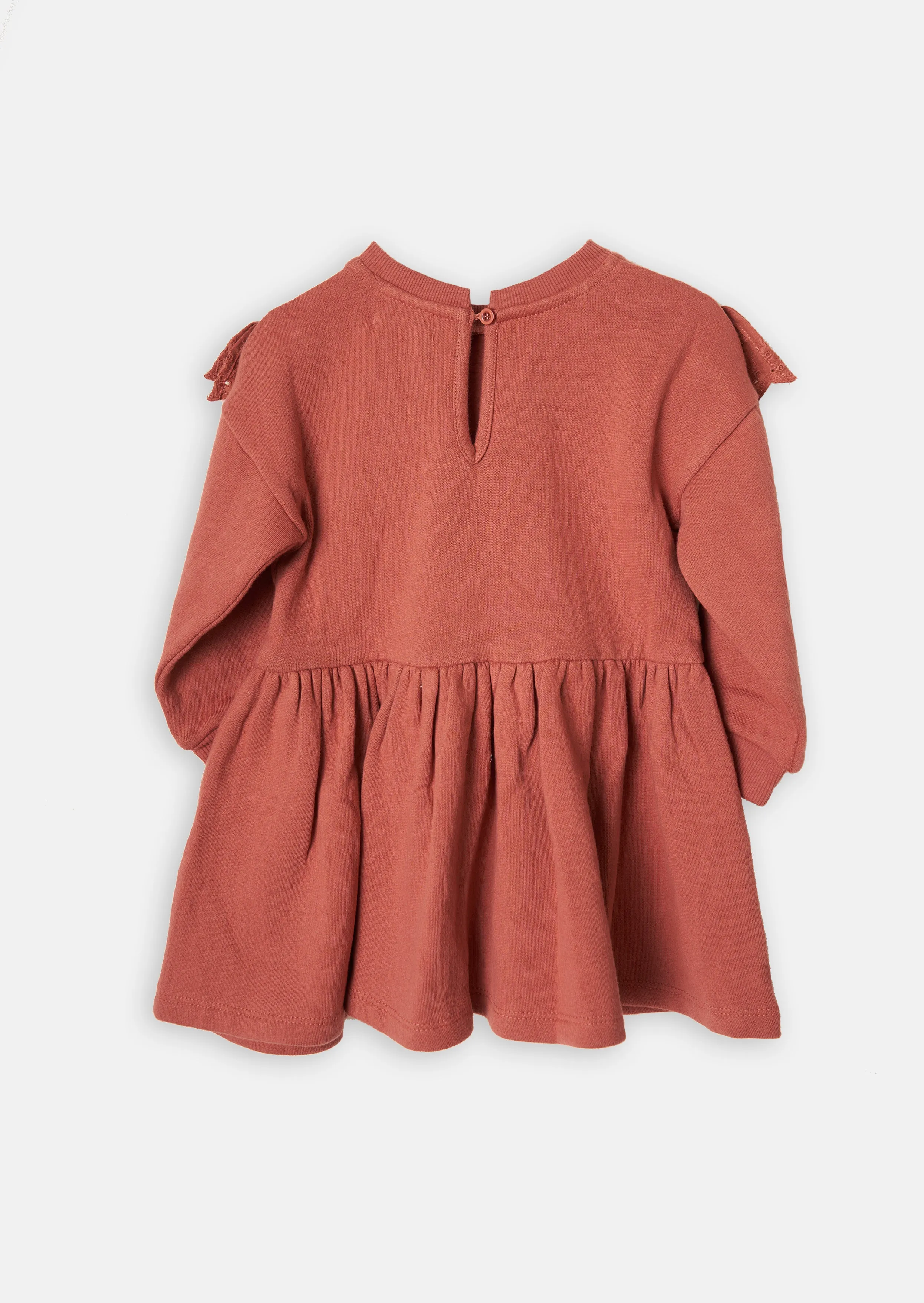 Evelyn Broderie Frill Brown Sweat Dress