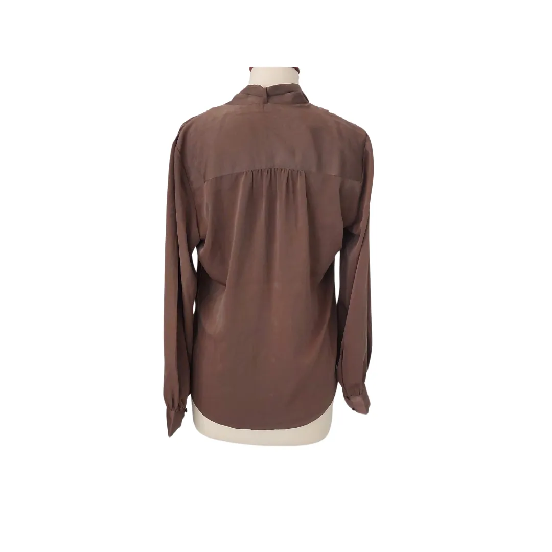 Express Taupe Satin Neck-tie Blouse | Brand New |