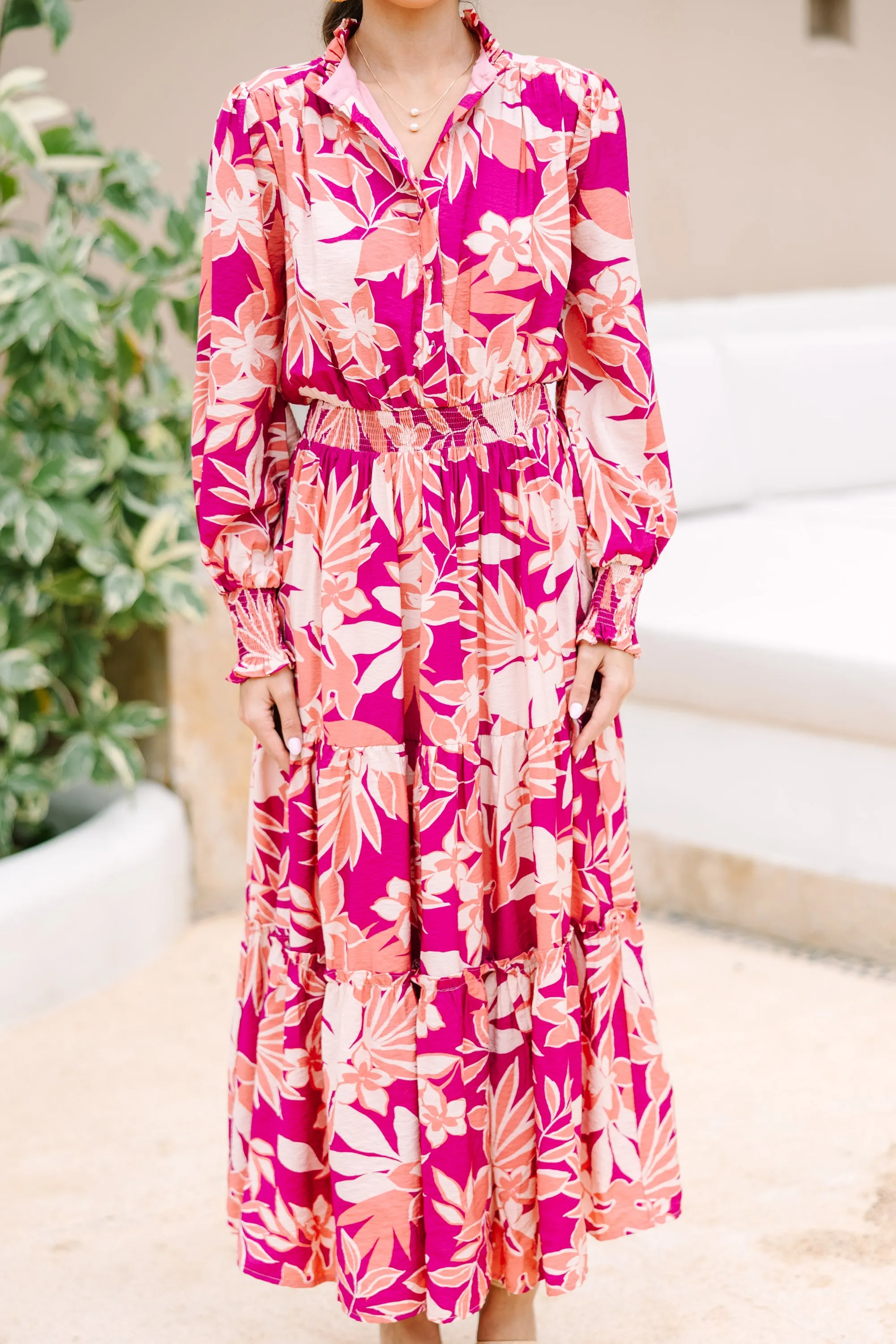 Fate: Get What You Love Magenta Pink Floral Maxi Dress