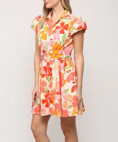 Floral Print Dress - Orange Multi