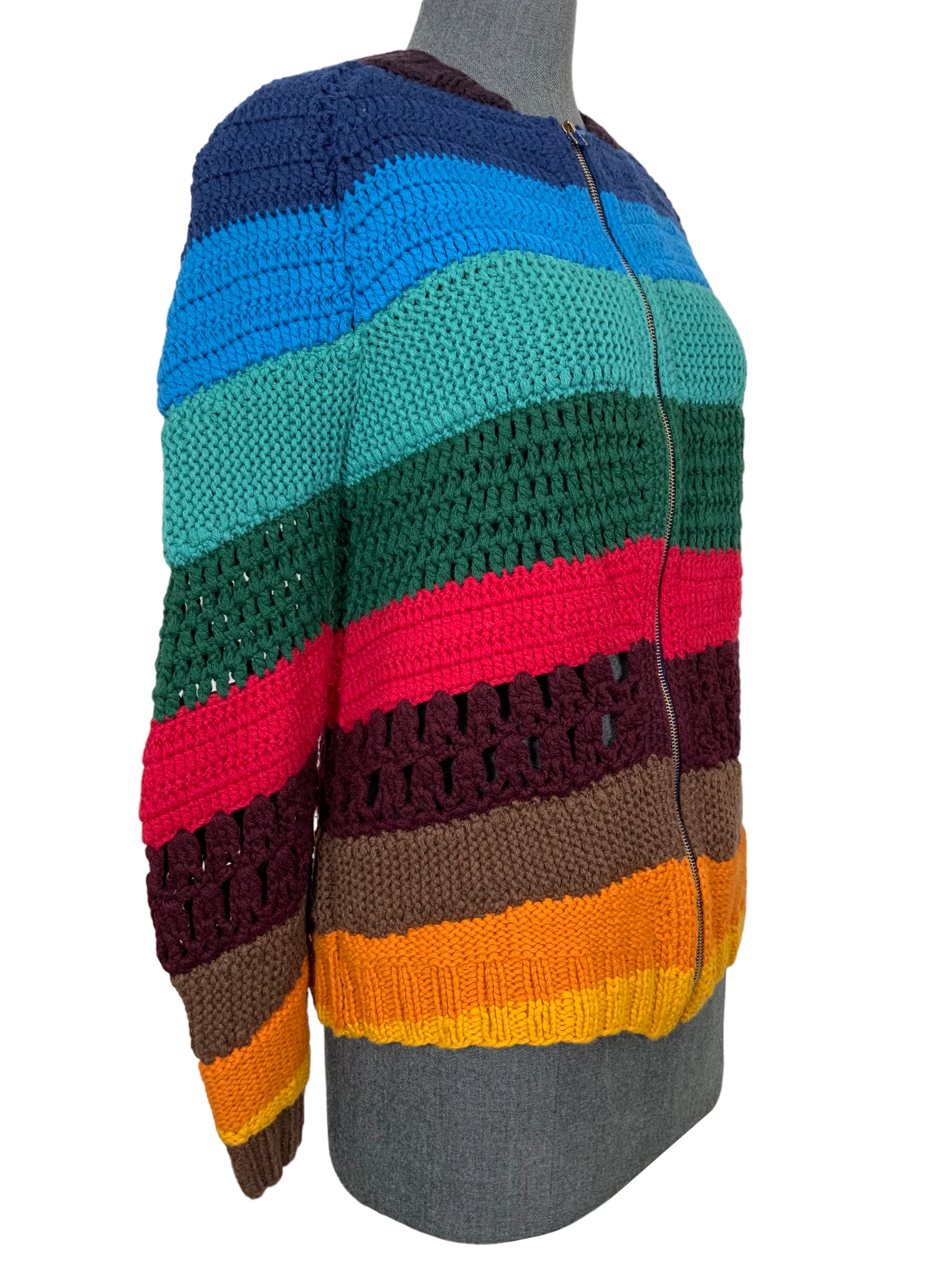 Gabriela Hearst Latifi Color-Block Crocheted Cashmere Sweater Size S