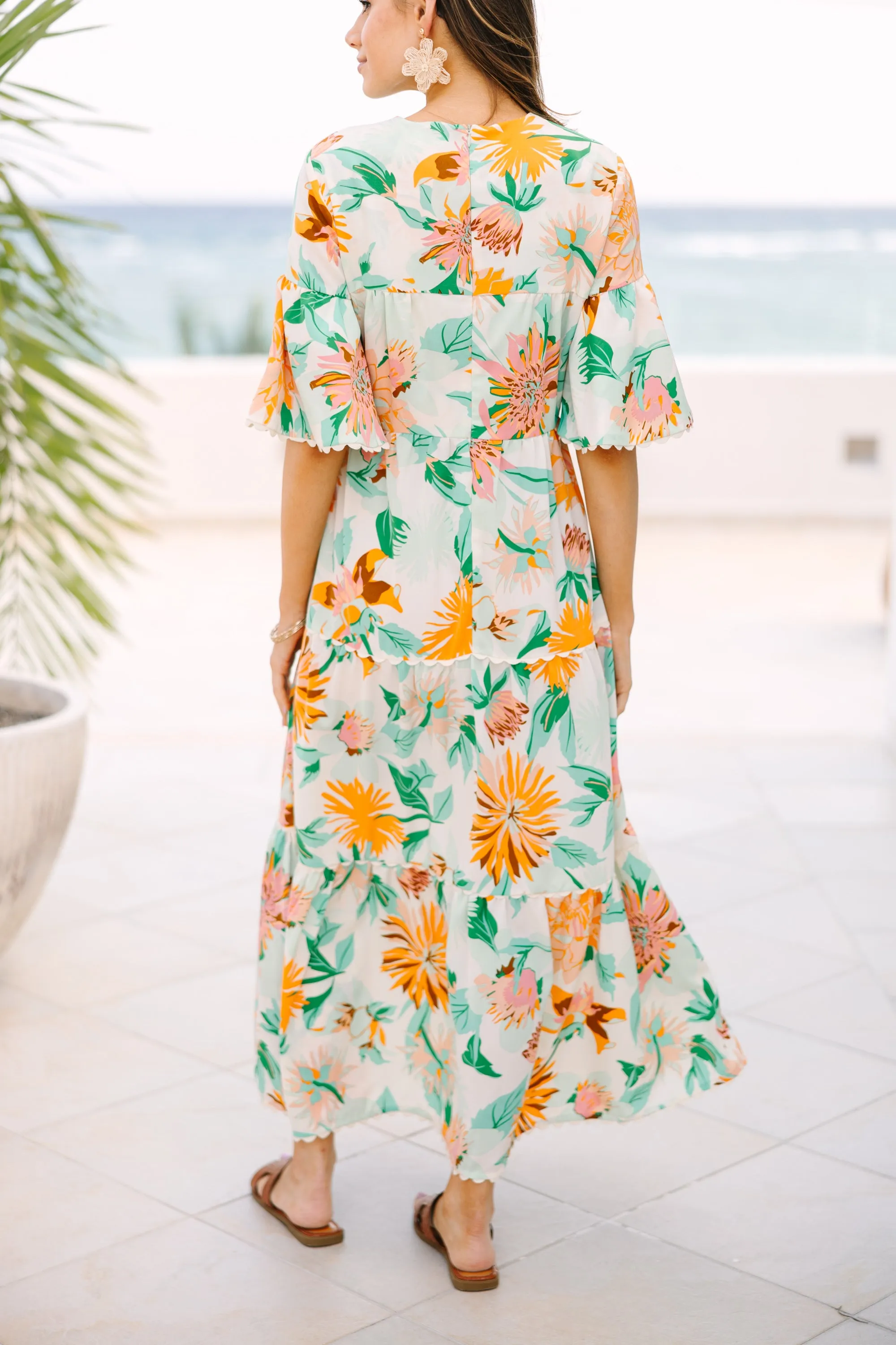 Get Together Green Floral Midi Dress