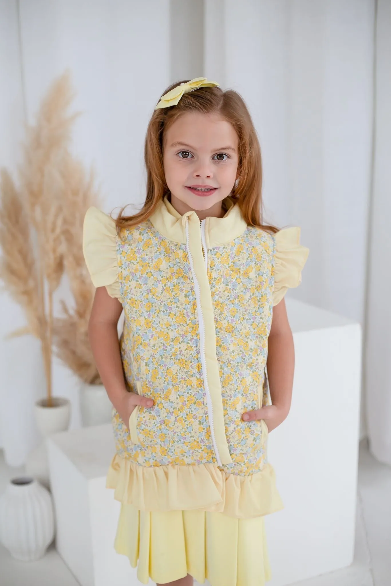 Girls Lemon Ditsy Gilet