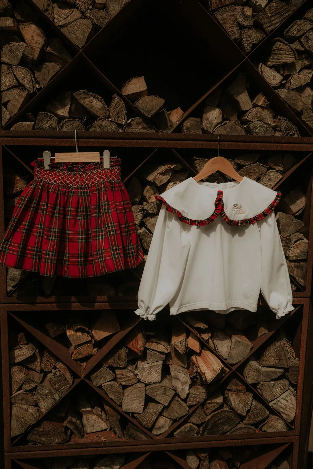 Girls Red Tartan Skirt and Top Set