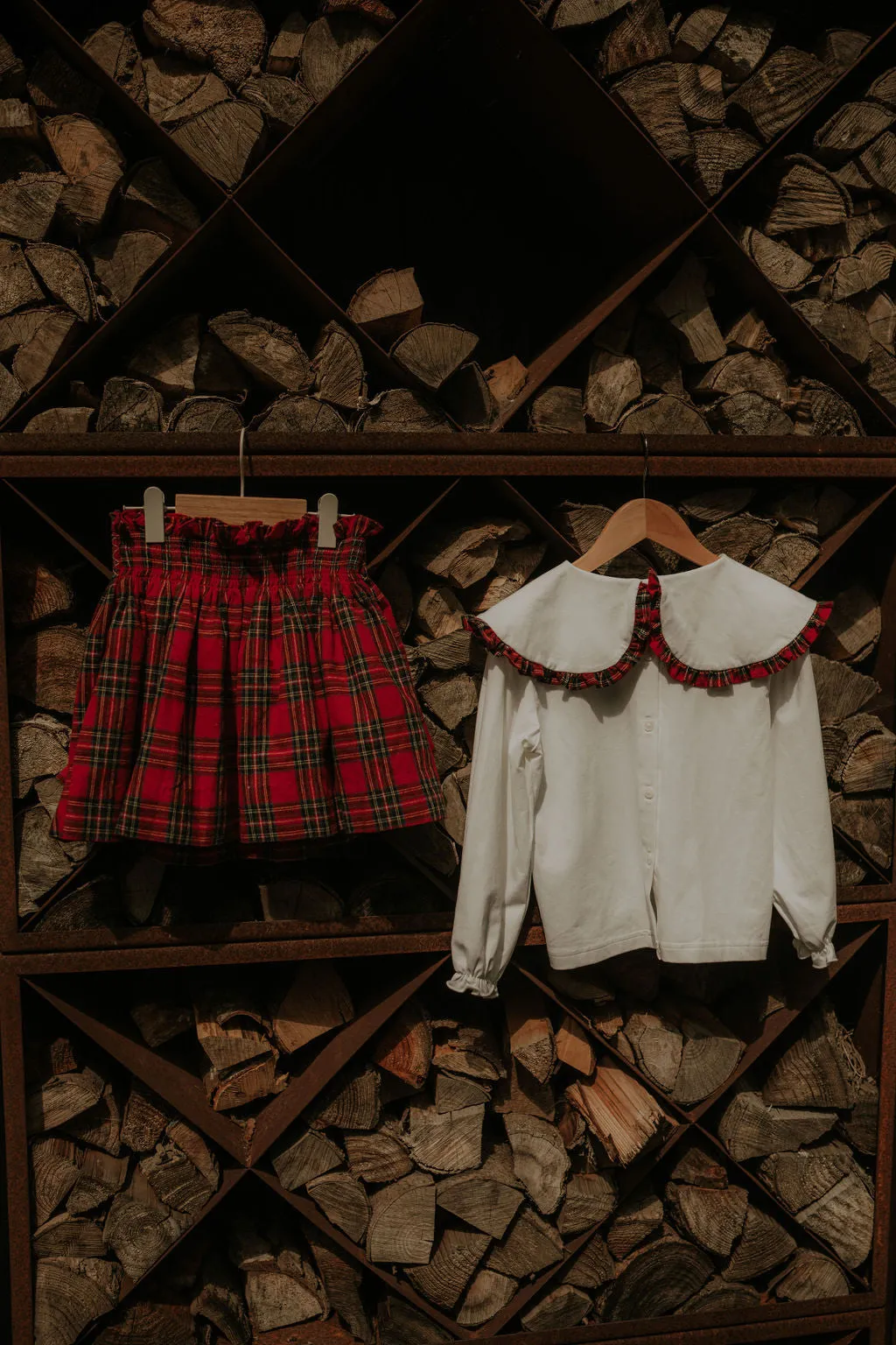 Girls Red Tartan Skirt and Top Set