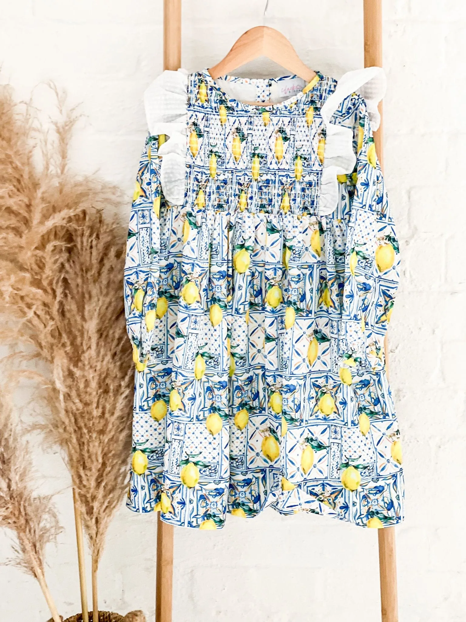 Girls Sicilian Lemon Print Dress